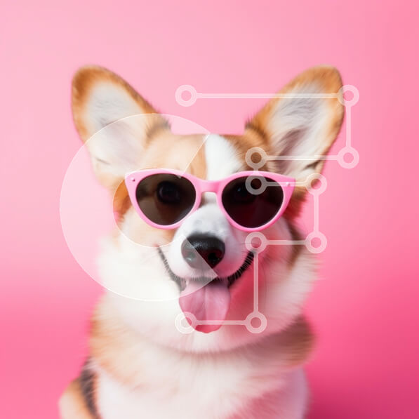 Intra Συλλεκτικό Ξύλινο Παζλ Plywood  4mm - Σκύλος Corgi με ροζ γυαλιά ηλίου Σε Ξύλινο Κουτί - Διαστάσεις: 10x10 cm – 25 κομμάτια