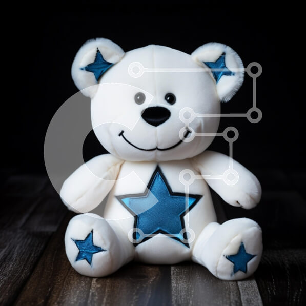 Intra Συλλεκτικό Ξύλινο Παζλ Plywood  4mm - Λούτρινο παιχνίδι αρκούδας με μπλε αστέρια Σε Ξύλινο Κουτί - Διαστάσεις: 10x10 cm – 25 κομμάτια