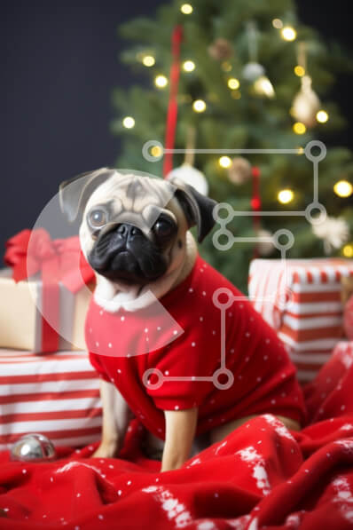 Σετ των 2 Intra Συλλεκτικό Ξύλινο Παζλ Plywood  4mm - Εορταστική πατημασιά μπροστά από το χριστουγεννιάτικο δέντρο Σε Ξύλινο Κουτί - Διαστάσεις: 10x10 cm – 25 κομμάτια