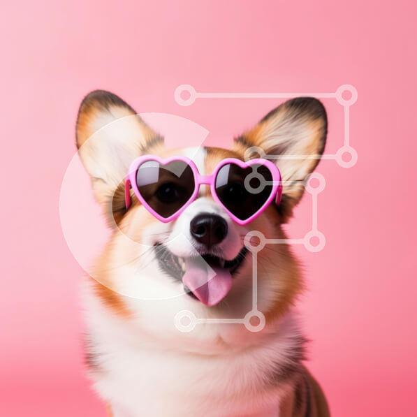 Intra Συλλεκτικό Ξύλινο Παζλ Plywood  4mm - Σκύλος Corgi με γυαλιά ηλίου σε σχήμα καρδιάς Σε Ξύλινο Κουτί - Διαστάσεις: 10x10 cm – 25 κομμάτια