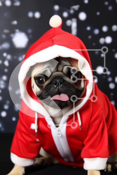 Σετ των 2 Intra Συλλεκτικό Ξύλινο Παζλ Plywood  4mm - Σκυλί πατημασιά με κοστούμι Άγιου Βασίλη με φόντο νιφάδα χιονιού Σε Ξύλινο Κουτί - Διαστάσεις: 10x10 cm – 25 κομμάτια