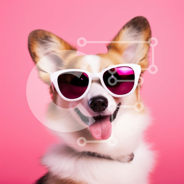 Intra Συλλεκτικό Ξύλινο Παζλ Plywood  4mm - Σκύλος Corgi με γυαλιά ηλίου σε ροζ φόντο Σε Ξύλινο Κουτί - Διαστάσεις: 10x10 cm – 25 κομμάτια