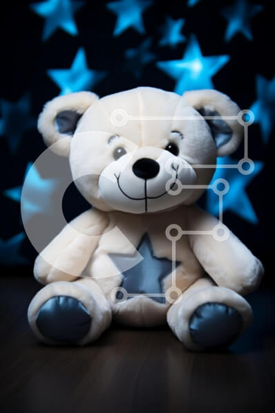 Intra Συλλεκτικό Ξύλινο Παζλ Plywood  4mm - Λούτρινο αρκουδάκι με φόντο αστέρι Σε Ξύλινο Κουτί - Διαστάσεις: 10x10 cm – 25 κομμάτια