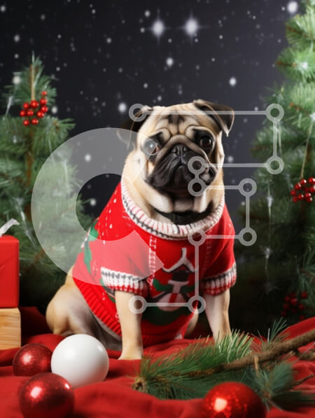 Σετ των 2 Intra Συλλεκτικό Ξύλινο Παζλ Plywood  4mm - Εορταστικό σκυλί πατημασιά με χριστουγεννιάτικο πουλόβερ Σε Ξύλινο Κουτί - Διαστάσεις: 10x10 cm – 25 κομμάτια