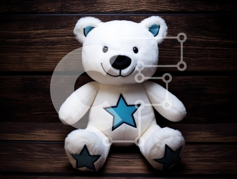 Intra Συλλεκτικό Ξύλινο Παζλ Plywood  4mm - Χαριτωμένο λευκό αρκουδάκι με μπλε αστέρια Σε Ξύλινο Κουτί - Διαστάσεις: 10x10 cm – 25 κομμάτια