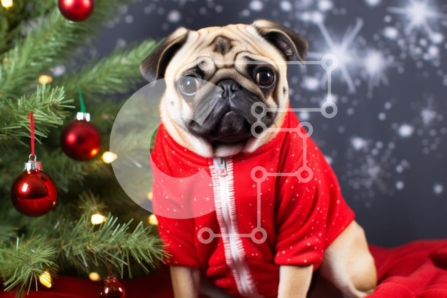 Σετ των 2 Intra Συλλεκτικό Ξύλινο Παζλ Plywood  4mm - Εορταστικό σκυλί πατημασιά με χριστουγεννιάτικη στολή Σε Ξύλινο Κουτί - Διαστάσεις: 10x10 cm – 25 κομμάτια