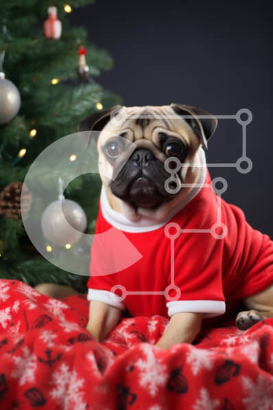 Σετ των 2 Intra Συλλεκτικό Ξύλινο Παζλ Plywood  4mm - Σκύλος πατημασιά με χριστουγεννιάτικη στολή Σε Ξύλινο Κουτί - Διαστάσεις: 10x10 cm – 25 κομμάτια