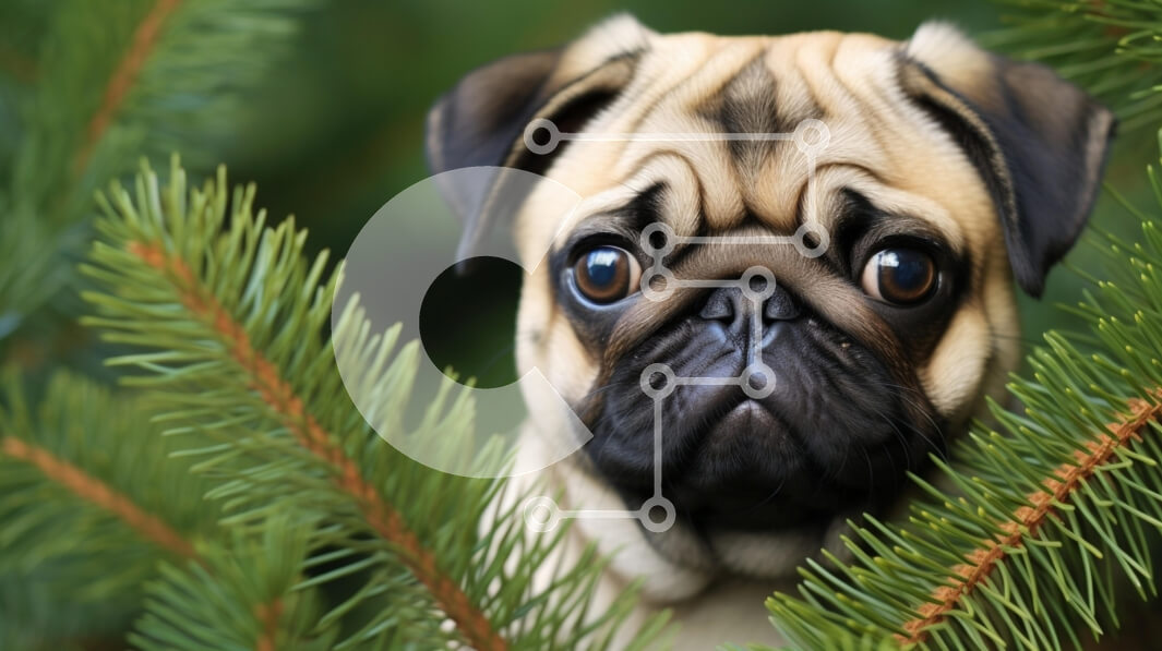 Σετ των 2 Intra Συλλεκτικό Ξύλινο Παζλ Plywood  4mm - Pug Puppy Among Pine Needles Σε Ξύλινο Κουτί - Διαστάσεις: 10x10 cm – 25 κομμάτια