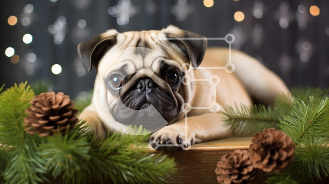 Intra Συλλεκτικό Ξύλινο Παζλ Plywood  4mm - Pug Dog σε περιβάλλον διακοπών Σε Ξύλινο Κουτί - Διαστάσεις: 10x10 cm – 25 κομμάτια