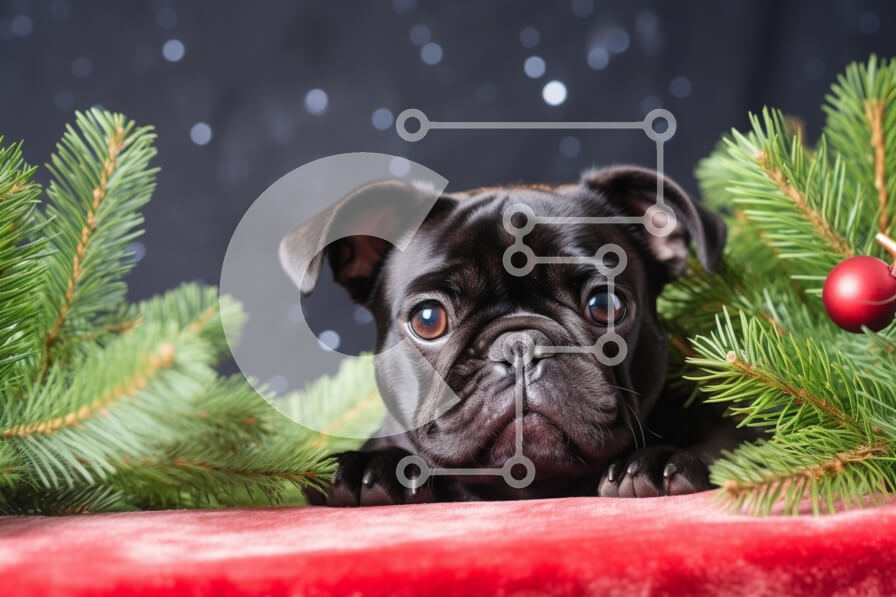 Σετ των 2 Intra Συλλεκτικό Ξύλινο Παζλ Plywood  4mm - Εορταστικό μαύρο πατημασιά σε σκηνικό διακοπών Σε Ξύλινο Κουτί - Διαστάσεις: 10x10 cm – 25 κομμάτια