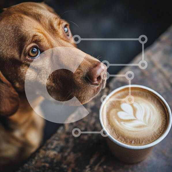 Intra Συλλεκτικό Ξύλινο Παζλ Plywood  4mm - Σκύλος που κοιτάζει περίεργα τον καφέ Σε Ξύλινο Κουτί - Διαστάσεις: 10x10 cm – 25 κομμάτια