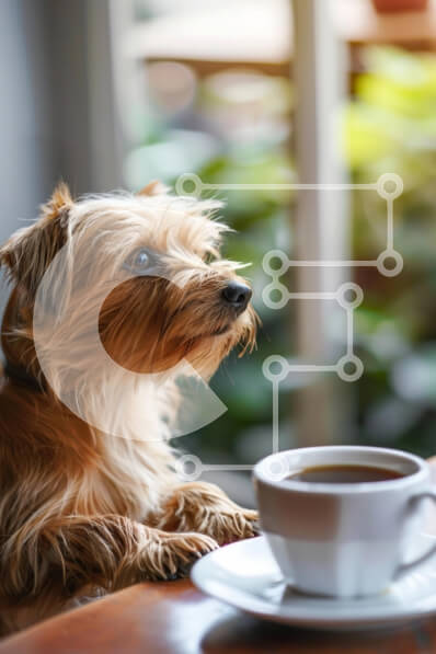 Σετ των 2 Intra Συλλεκτικό Ξύλινο Παζλ Plywood  4mm - Στοχαστικός σκύλος με τον καφέ Σε Ξύλινο Κουτί - Διαστάσεις: 10x10 cm – 25 κομμάτια