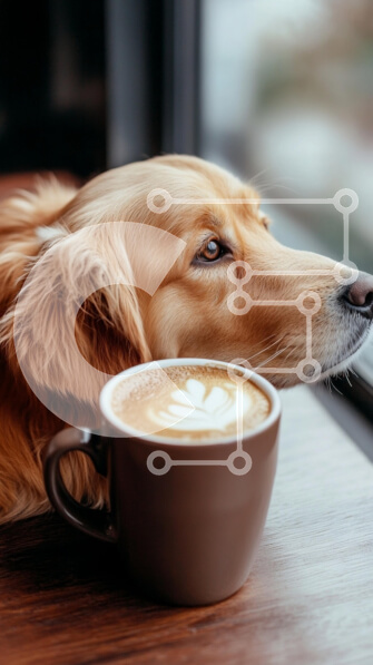 Σετ των 2 Intra Συλλεκτικό Ξύλινο Παζλ Plywood  4mm - Σκύλος και καφές Golden Retriever Σε Ξύλινο Κουτί - Διαστάσεις: 10x10 cm – 25 κομμάτια