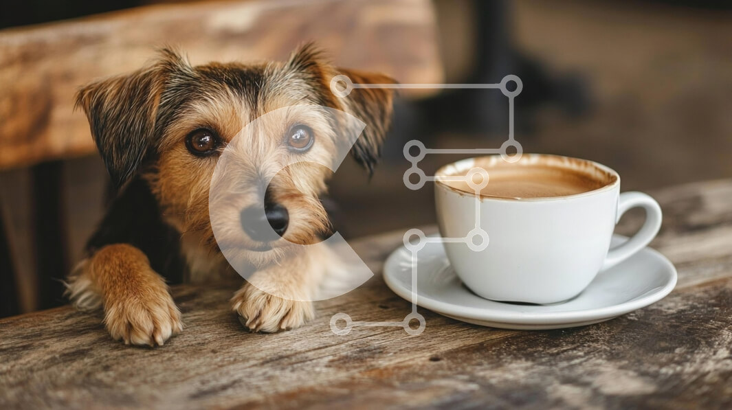 Σετ των 2 Intra Συλλεκτικό Ξύλινο Παζλ Plywood  4mm - Σκύλος με φλιτζάνι καφέ Σε Ξύλινο Κουτί - Διαστάσεις: 10x10 cm – 25 κομμάτια