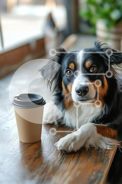 Σετ των 2 Intra Συλλεκτικό Ξύλινο Παζλ Plywood  4mm - Αυστραλιανός ποιμενικός σκύλος σε σκηνικό καφέ Σε Ξύλινο Κουτί - Διαστάσεις: 10x10 cm – 25 κομμάτια