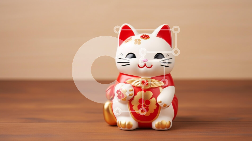 Intra Συλλεκτικό Ξύλινο Παζλ Plywood  4mm - Κεραμικό ειδώλιο τυχερής γάτας Σε Ξύλινο Κουτί - Διαστάσεις: 10x10 cm – 25 κομμάτια