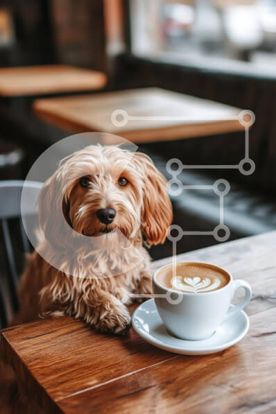 Σετ των 2 Intra Συλλεκτικό Ξύλινο Παζλ Plywood  4mm - Αξιολάτρευτο σκυλί στο Caf� Table with Coffee Σε Ξύλινο Κουτί - Διαστάσεις: 10x10 cm – 25 κομμάτια