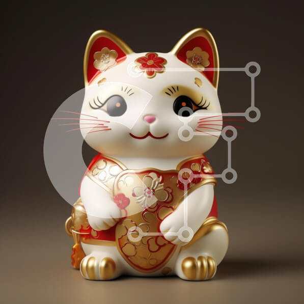 Intra Συλλεκτικό Ξύλινο Παζλ Plywood  4mm - Διακοσμητικό ειδώλιο γάτας (Μανέκη Νέκο) Σε Ξύλινο Κουτί - Διαστάσεις: 10x10 cm – 25 κομμάτια