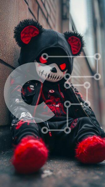 Intra Συλλεκτικό Ξύλινο Παζλ Plywood  4mm - Στυλιζαρισμένη κούκλα κρανίου με κουκούλα Σε Ξύλινο Κουτί - Διαστάσεις Puzzle: 10x10 cm – 25 κομμάτια