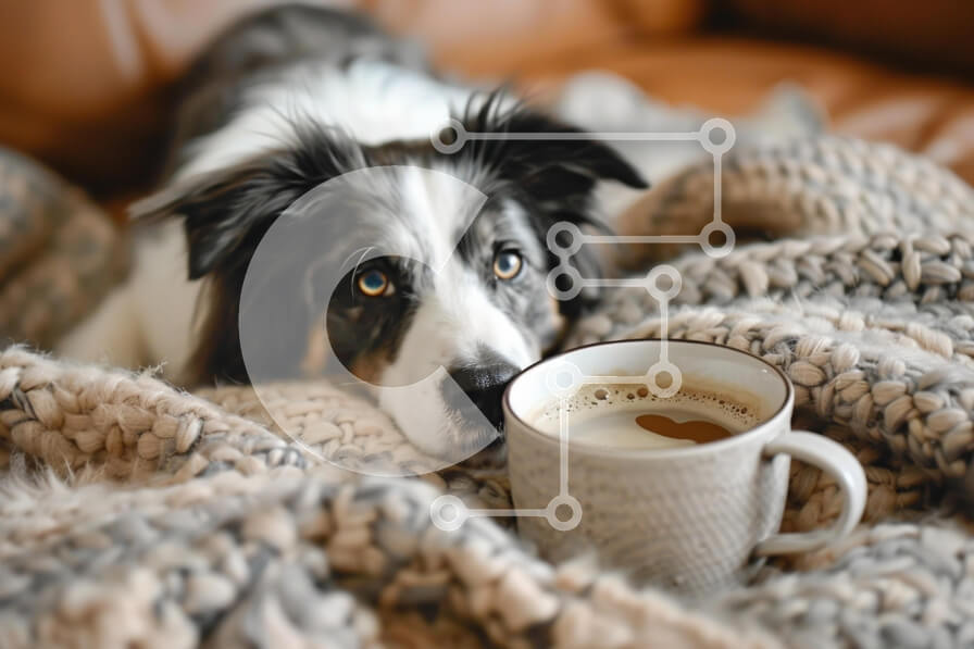 Σετ των 2 Intra Συλλεκτικό Ξύλινο Παζλ Plywood  4mm - Άνετο σκυλί με καφέ Σε Ξύλινο Κουτί - Διαστάσεις: 10x10 cm – 25 κομμάτια