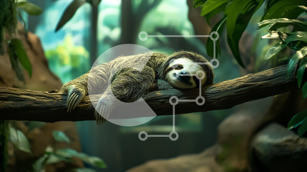 Intra Συλλεκτικό Ξύλινο Παζλ Plywood  4mm - Τεμπελιά που στηρίζεται σε ένα κλαδί σε ένα τροπικό περιβάλλον Σε Ξύλινο Κουτί - Διαστάσεις: 10x10 cm – 25 κομμάτια