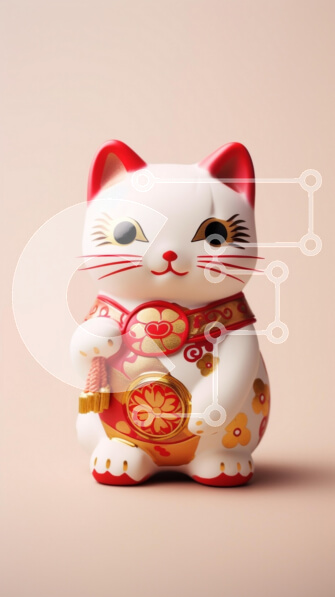 Intra Συλλεκτικό Ξύλινο Παζλ Plywood  4mm - Διακοσμητικό Maneki-neko Lucky Cat Σε Ξύλινο Κουτί - Διαστάσεις: 10x10 cm – 25 κομμάτια