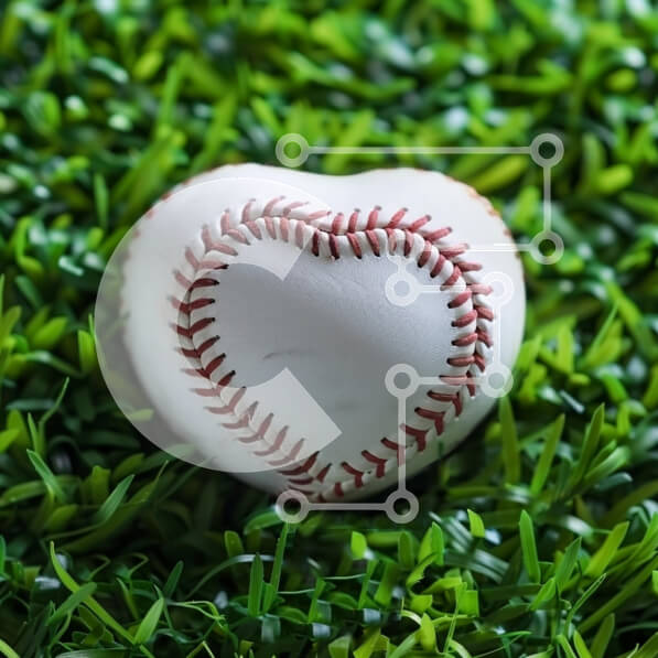Intra Συλλεκτικό Ξύλινο Παζλ Plywood  4mm - Μπέιζμπολ σε σχήμα καρδιάς σε πράσινο γρασίδι Σε Ξύλινο Κουτί - Διαστάσεις: 10x10 cm – 25 κομμάτια