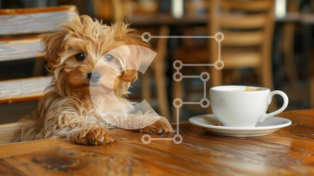 Intra Συλλεκτικό Ξύλινο Παζλ Plywood  4mm - Μικρό σκυλί σε ένα τραπέζι καφέ Σε Ξύλινο Κουτί - Διαστάσεις: 10x10 cm – 25 κομμάτια