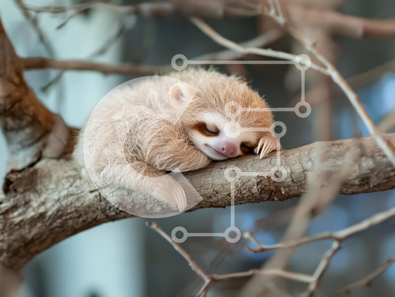 Σετ των 2 Intra Συλλεκτικό Ξύλινο Παζλ Plywood  4mm - Sleeping Baby Sloth σε ένα κλαδί Σε Ξύλινο Κουτί - Διαστάσεις: 10x10 cm – 25 κομμάτια