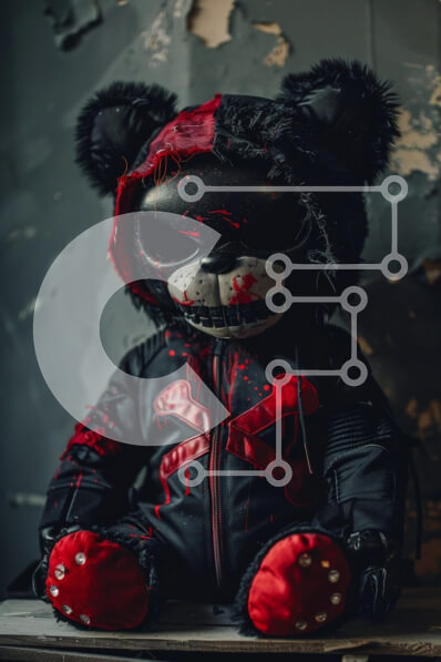 Intra Συλλεκτικό Ξύλινο Παζλ Plywood  4mm - Απόκοσμο αρκουδάκι με σκοτεινή αισθητική Σε Ξύλινο Κουτί - Διαστάσεις: 10x10 cm – 25 κομμάτια