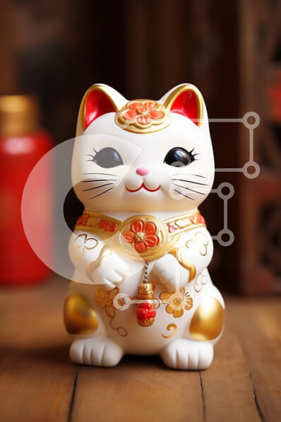 Intra Συλλεκτικό Ξύλινο Παζλ Plywood  4mm - Διακοσμητικό ειδώλιο γάτας Maneki-neko Σε Ξύλινο Κουτί - Διαστάσεις: 10x10 cm – 25 κομμάτια