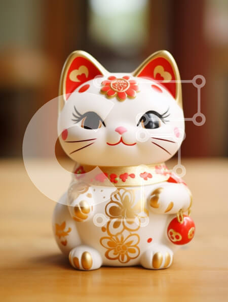 Intra Συλλεκτικό Ξύλινο Παζλ Plywood  4mm - Ειδώλιο τυχερής γάτας Σε Ξύλινο Κουτί - Διαστάσεις: 10x10 cm – 25 κομμάτια