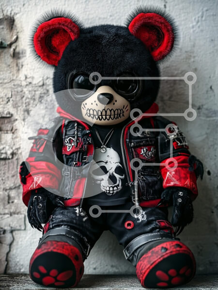 Intra Συλλεκτικό Ξύλινο Παζλ Plywood  4mm - Punk Gothic Bear Toy Σε Ξύλινο Κουτί - Διαστάσεις: 10x10 cm – 25 κομμάτια
