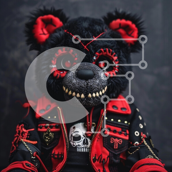 Intra Συλλεκτικό Ξύλινο Παζλ Plywood  4mm - Στυλιζαρισμένος χαρακτήρας αρκούδας σε πανκ μόδα Σε Ξύλινο Κουτί - Διαστάσεις Puzzle: 10x10 cm – 25 κομμάτια