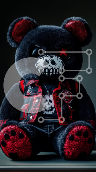 Intra Συλλεκτικό Ξύλινο Παζλ Plywood  4mm - Λούτρινο αρκουδάκι πανκ στυλ Σε Ξύλινο Κουτί - Διαστάσεις: 10x10 cm – 25 κομμάτια