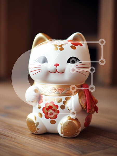 Intra Συλλεκτικό Ξύλινο Παζλ Plywood  4mm - Διακοσμητική φιγούρα γάτας Maneki-neko Σε Ξύλινο Κουτί - Διαστάσεις: 10x10 cm – 25 κομμάτια