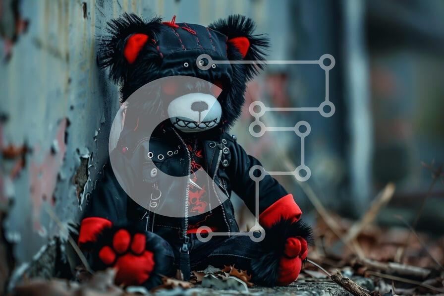 Intra Συλλεκτικό Ξύλινο Παζλ Plywood  4mm - Στυλιζαρισμένο βελούδινο παιχνίδι αρκούδας με νευρική στολή Σε Ξύλινο Κουτί - Διαστάσεις: 10x10 cm – 25 κομμάτια