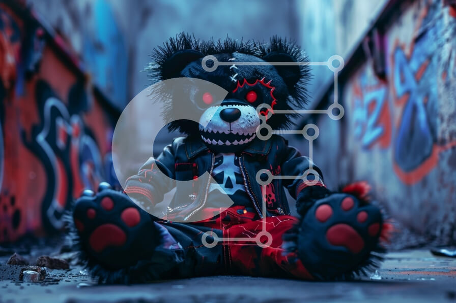 Intra Συλλεκτικό Ξύλινο Παζλ Plywood  4mm - Punk Bear Toy στο Urban Alley Σε Ξύλινο Κουτί - Διαστάσεις Puzzle: 10x10 cm – 25 κομμάτια