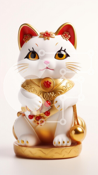 Intra Συλλεκτικό Ξύλινο Παζλ Plywood  4mm - Διακοσμητικό ειδώλιο γάτας με χρυσές και κόκκινες λεπτομέρειες Σε Ξύλινο Κουτί - Διαστάσεις: 10x10 cm – 25 κομμάτια