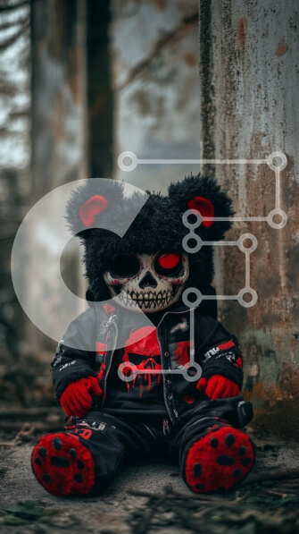 Intra Συλλεκτικό Ξύλινο Παζλ Plywood  4mm - Καλλιτεχνική κούκλα κρανίου σε ένα εγκαταλελειμμένο περιβάλλον Σε Ξύλινο Κουτί - Διαστάσεις Puzzle: 10x10 cm – 25 κομμάτια