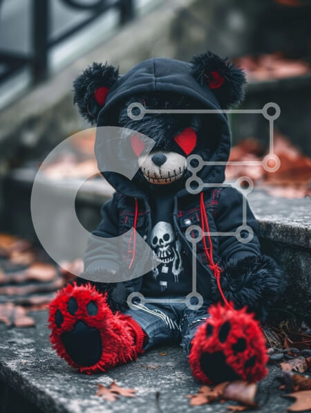 Intra Συλλεκτικό Ξύλινο Παζλ Plywood  4mm - Κομψός χαρακτήρας γεμιστό αρκουδάκι στα σκαλοπάτια Σε Ξύλινο Κουτί - Διαστάσεις Puzzle: 10x10 cm – 25 κομμάτια