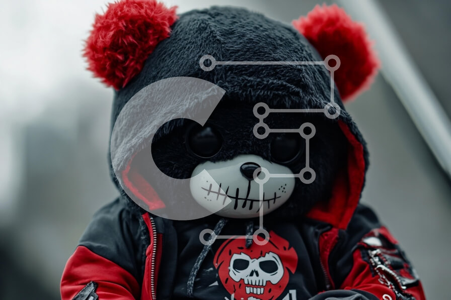 Intra Συλλεκτικό Ξύλινο Παζλ Plywood  4mm - Στυλιζαρισμένο βελούδινο παιχνίδι αρκούδας σε μπουφάν με κουκούλα Σε Ξύλινο Κουτί - Διαστάσεις: 10x10 cm – 25 κομμάτια