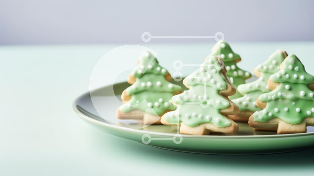 Σετ των 2 Intra Συλλεκτικό Ξύλινο Παζλ Plywood  4mm - Μπισκότα χριστουγεννιάτικου δέντρου στο πράσινο πιάτο Σε Ξύλινο Κουτί - Διαστάσεις: 10x10 cm – 25 κομμάτια