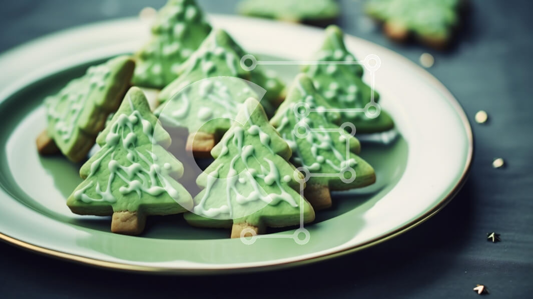 Σετ των 2 Intra Συλλεκτικό Ξύλινο Παζλ Plywood  4mm - Εορταστικά μπισκότα χριστουγεννιάτικου δέντρου σε ένα πιάτο Σε Ξύλινο Κουτί - Διαστάσεις: 10x10 cm – 25 κομμάτια