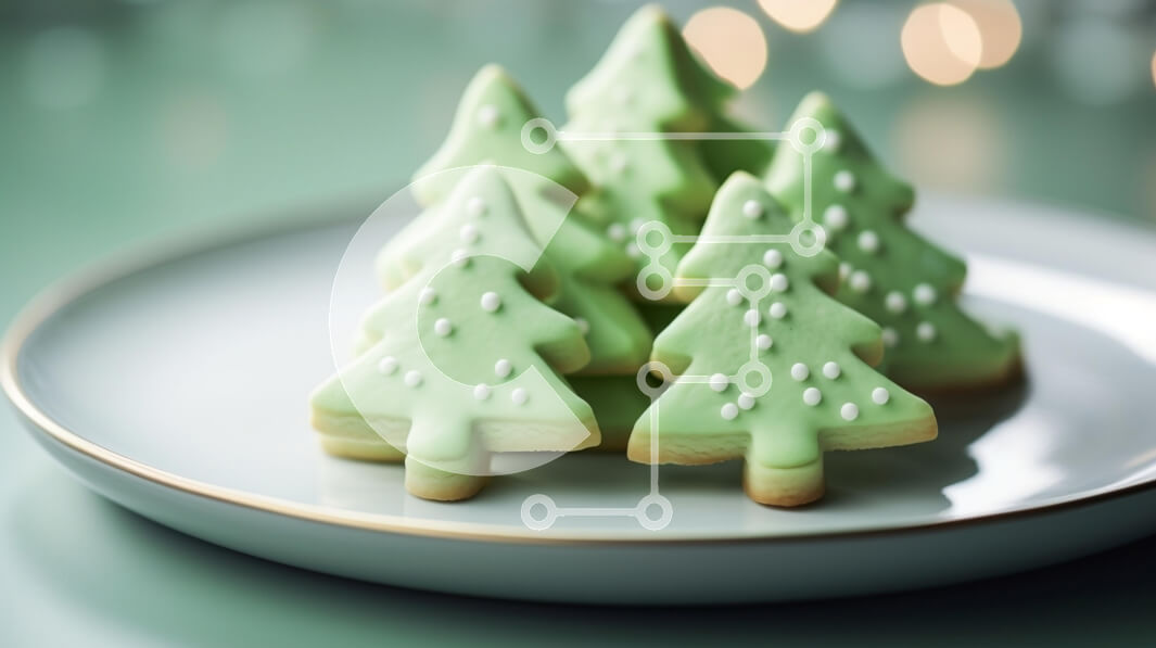 Σετ των 2 Intra Συλλεκτικό Ξύλινο Παζλ Plywood  4mm - Εορταστικά μπισκότα πράσινου χριστουγεννιάτικου δέντρου Σε Ξύλινο Κουτί - Διαστάσεις: 10x10 cm – 25 κομμάτια