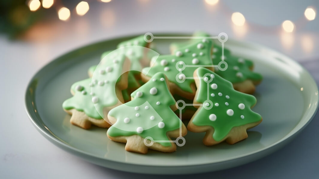 Σετ των 2 Intra Συλλεκτικό Ξύλινο Παζλ Plywood  4mm - Διακοσμημένα μπισκότα χριστουγεννιάτικου δέντρου σε ένα πιάτο Σε Ξύλινο Κουτί - Διαστάσεις: 10x10 cm – 25 κομμάτια