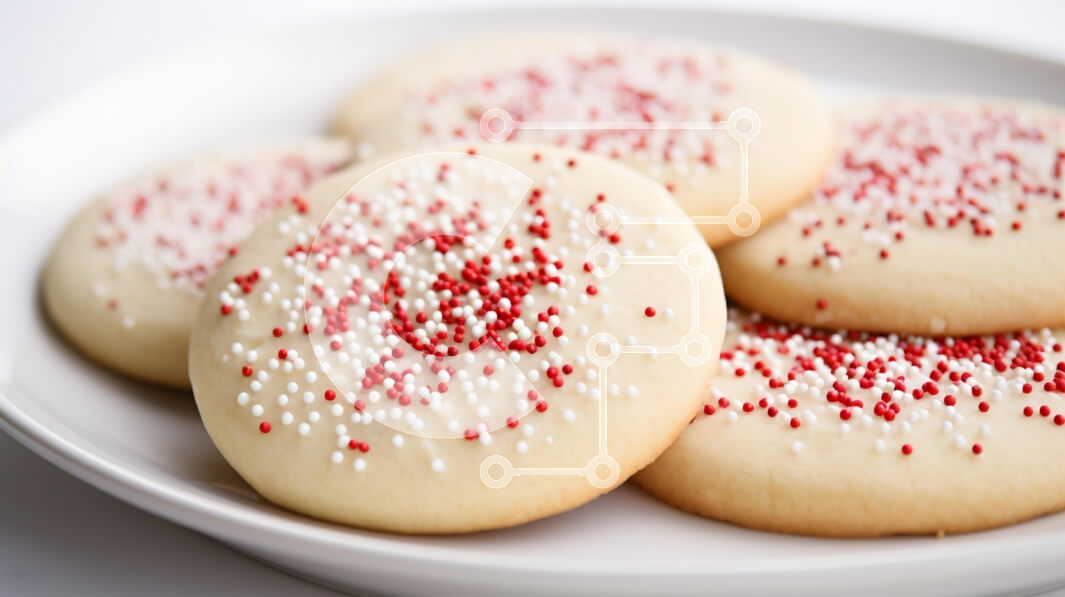 Σετ των 2 Intra Συλλεκτικό Ξύλινο Παζλ Plywood  4mm - Πολύχρωμα πασπαλισμένα μπισκότα σε ένα άσπρο πιάτο Σε Ξύλινο Κουτί - Διαστάσεις: 10x10 cm – 25 κομμάτια