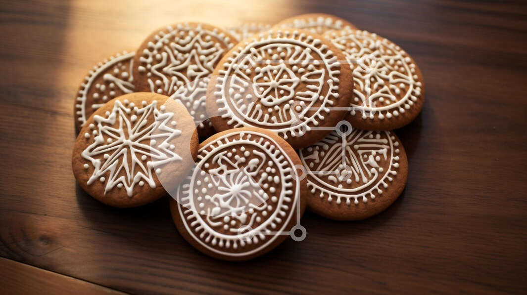 Σετ των 2 Intra Συλλεκτικό Ξύλινο Παζλ Plywood  4mm - Γιορτινά διακοσμημένα μπισκότα μελόψωμο Σε Ξύλινο Κουτί - Διαστάσεις: 10x10 cm – 25 κομμάτια