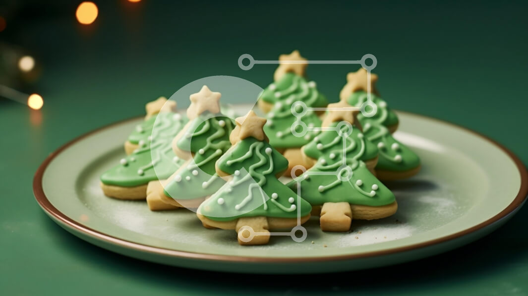 Intra Συλλεκτικό Ξύλινο Παζλ Plywood  4mm - Μπισκότα χριστουγεννιάτικου δέντρου σε ένα πιάτο Σε Ξύλινο Κουτί - Διαστάσεις: 10x10 cm – 25 κομμάτια