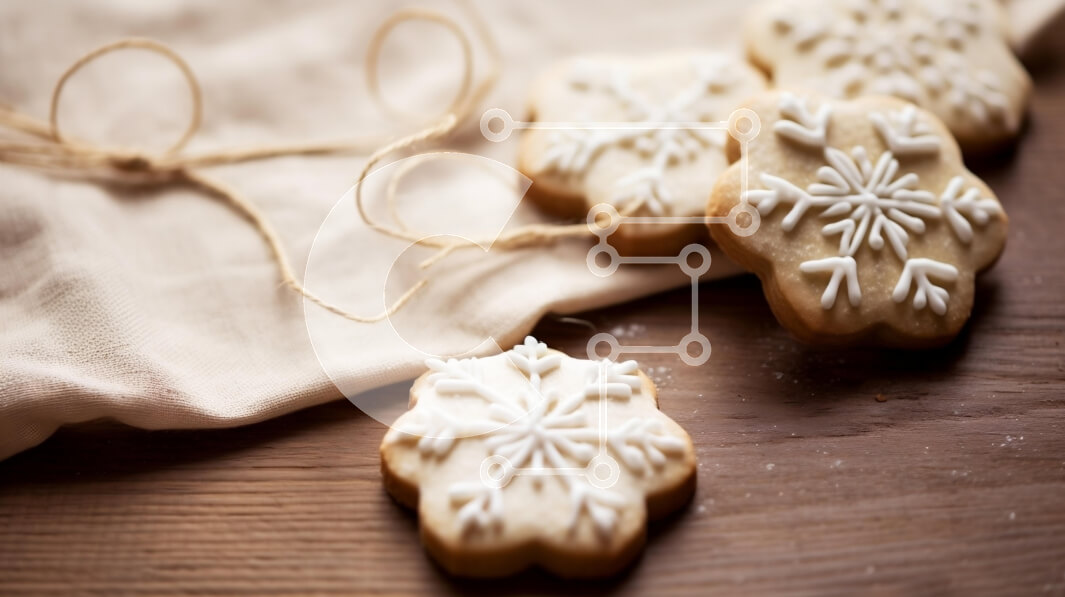 Σετ των 2 Intra Συλλεκτικό Ξύλινο Παζλ Plywood  4mm - Διακοσμημένα μπισκότα νιφάδας χιονιού σε ρουστίκ ξύλο Σε Ξύλινο Κουτί - Διαστάσεις: 10x10 cm – 25 κομμάτια